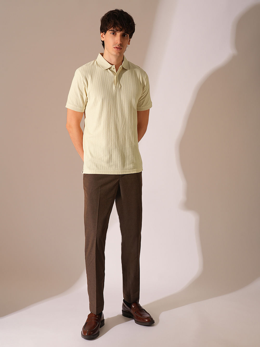 Beige Jacquard Organic Cotton Polo