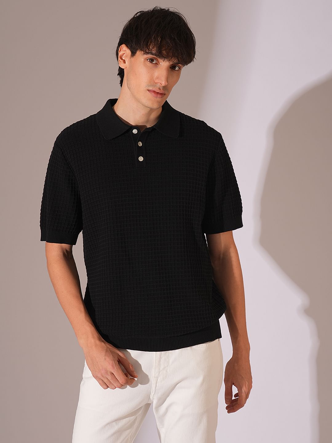 Black Organic Cotton Structured Polo