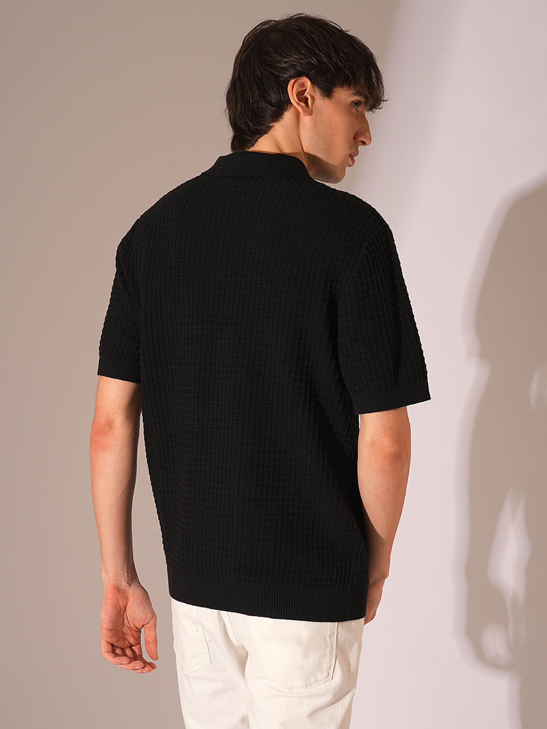 Black Organic Cotton Structured Polo