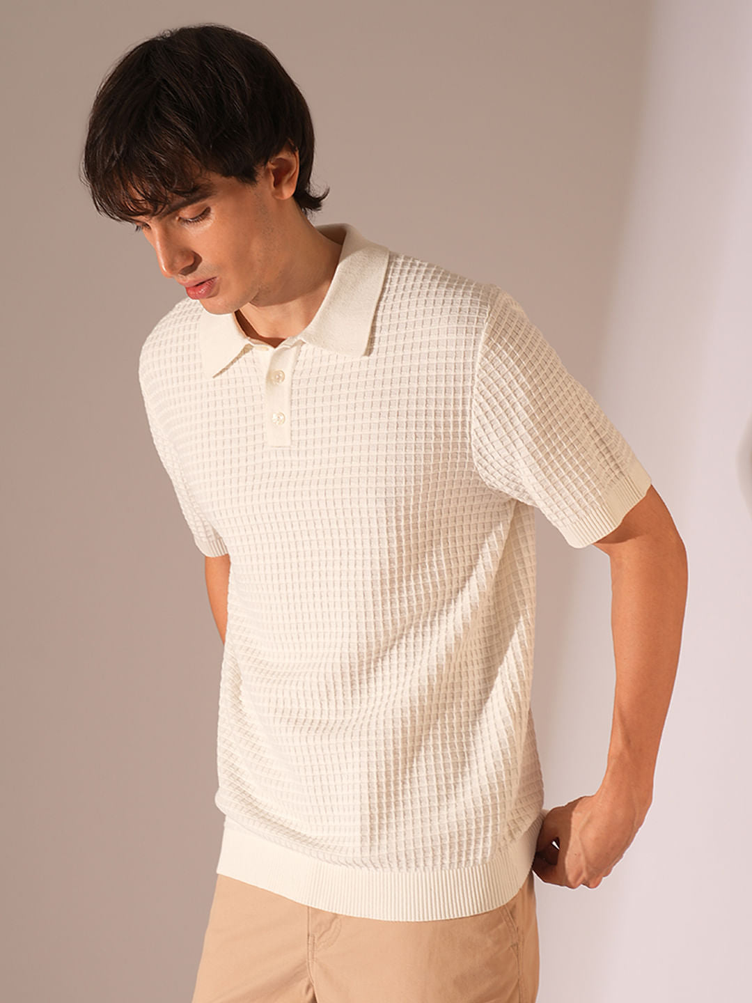 Beige Organic Cotton Structured Polo
