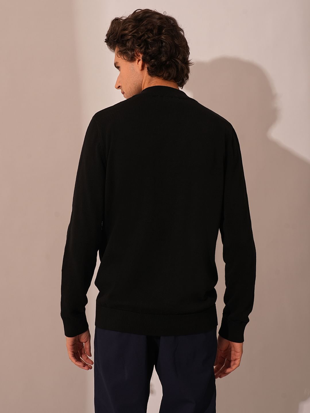 Black High Neck Knitted Pullover