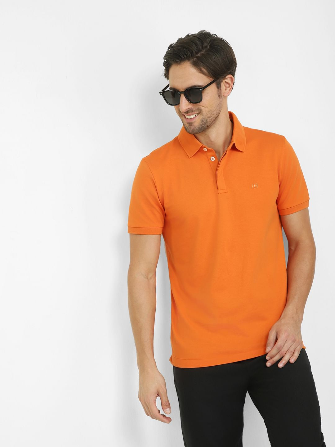 Orange Polo Neck T-Shirt