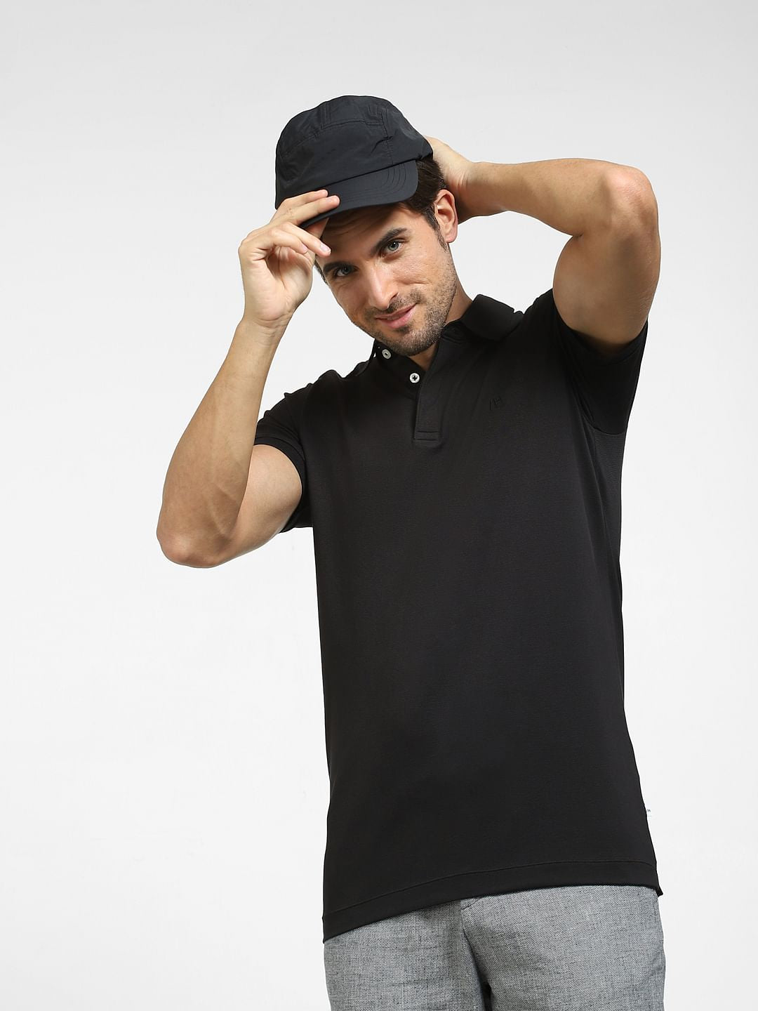 Black Slim Fit Polo Neck T-shirt