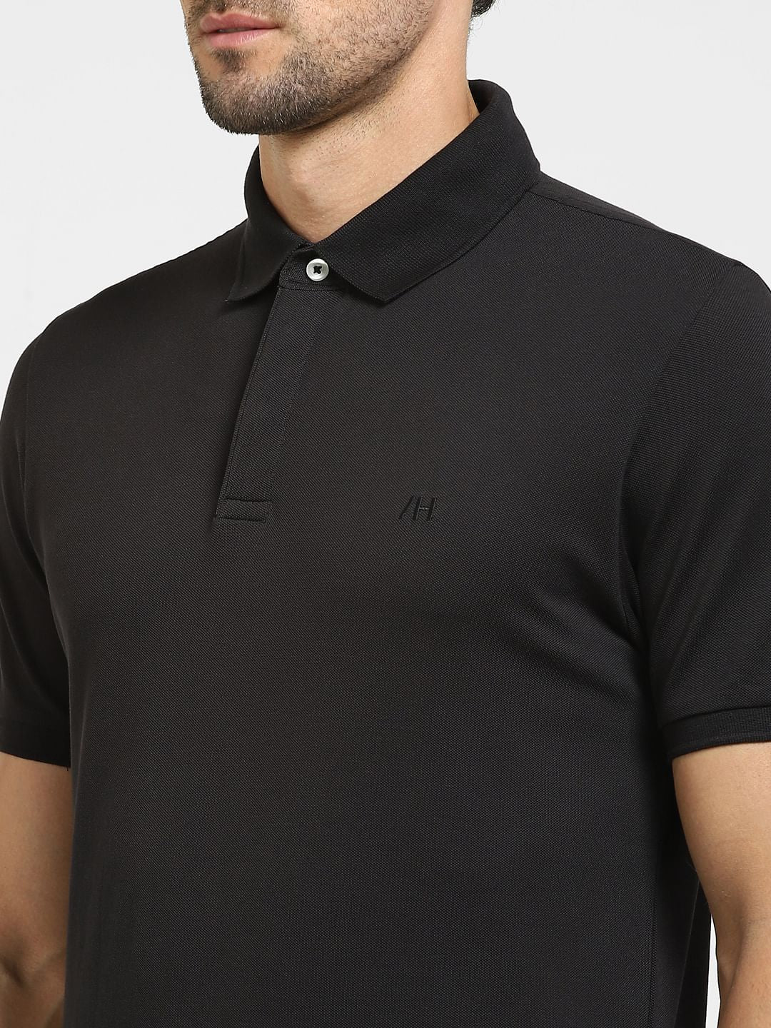 Black Slim Fit Polo Neck T-shirt