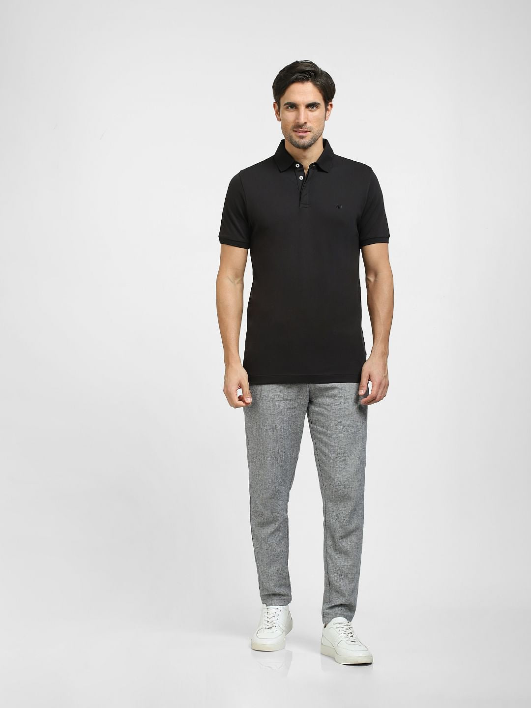 Black Slim Fit Polo Neck T-shirt