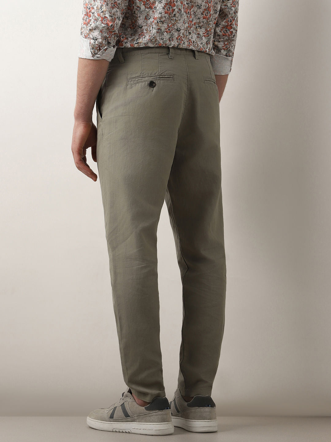 Green Mid Rise Slim Fit Pants