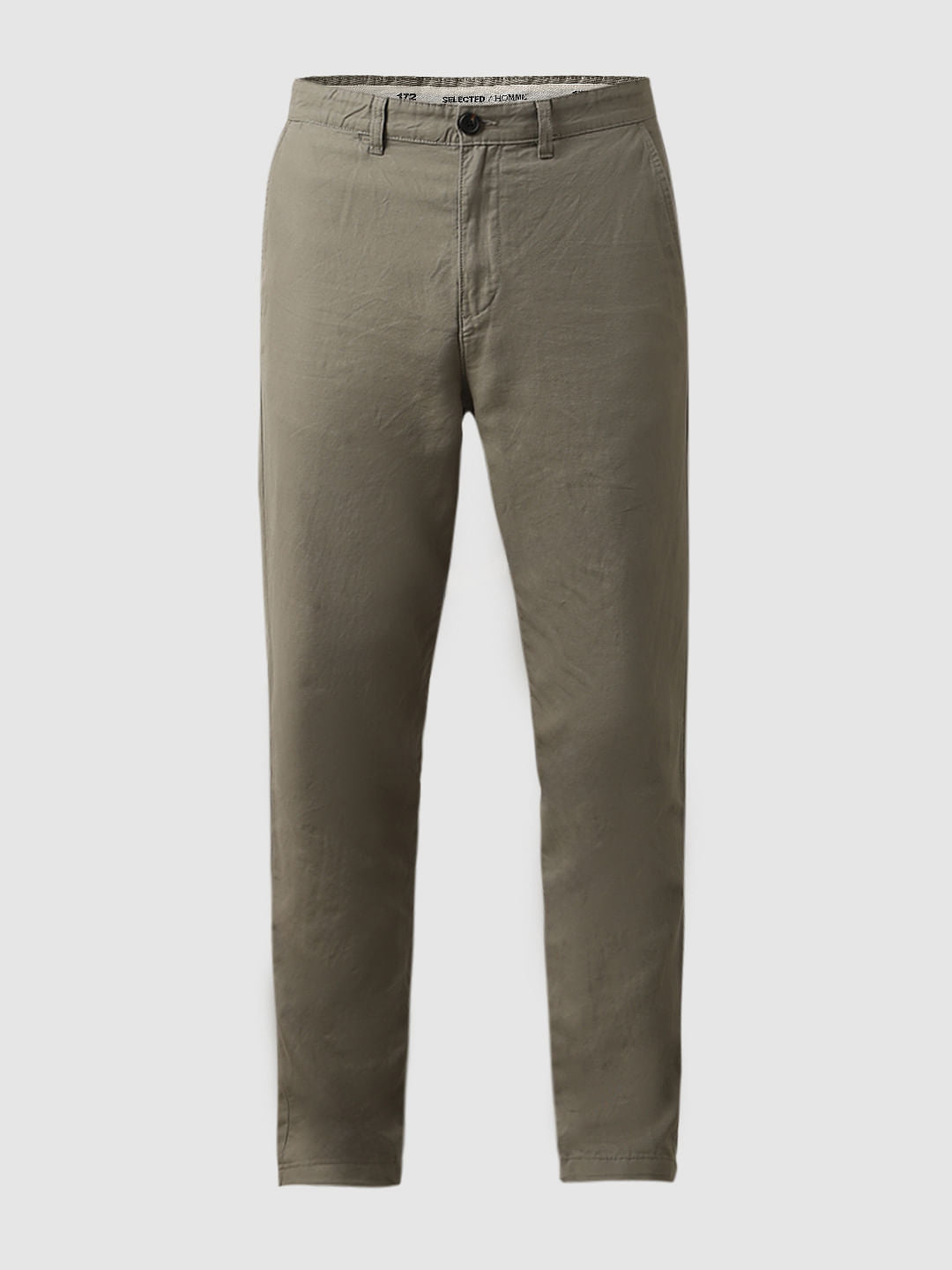 Green Mid Rise Slim Fit Pants