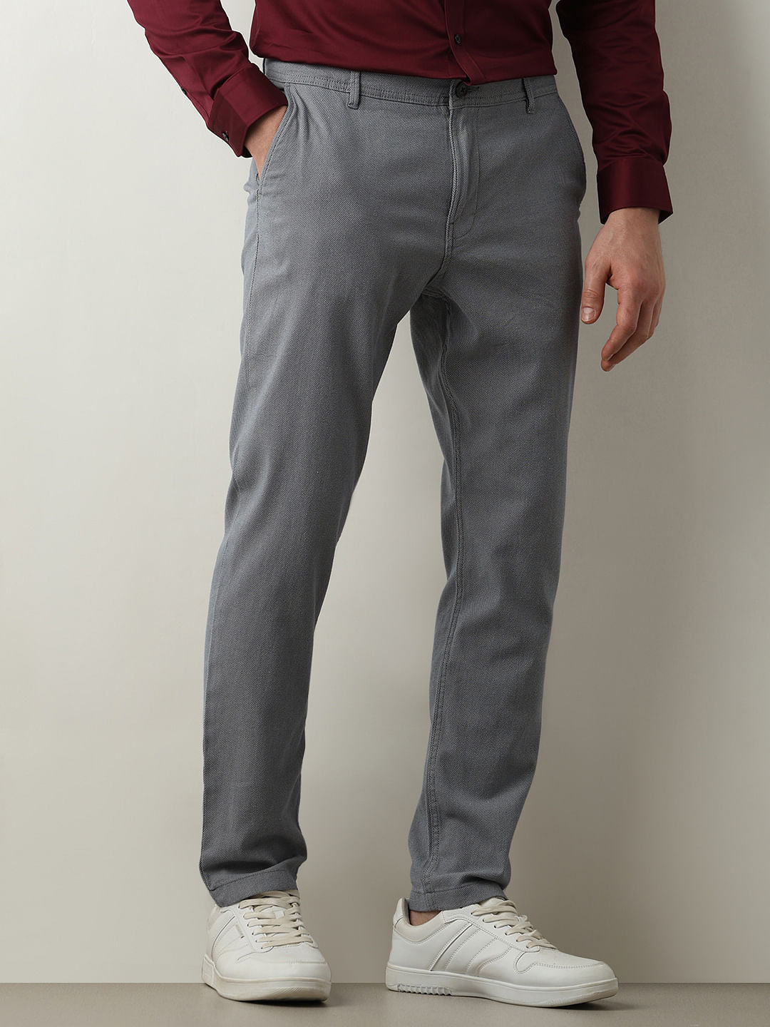 Blue Mid Rise Slim Fit Chinos