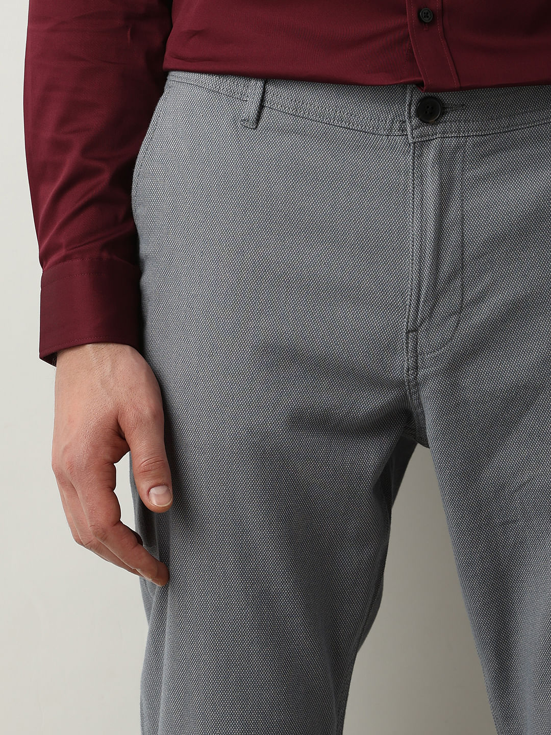 Blue Mid Rise Slim Fit Chinos