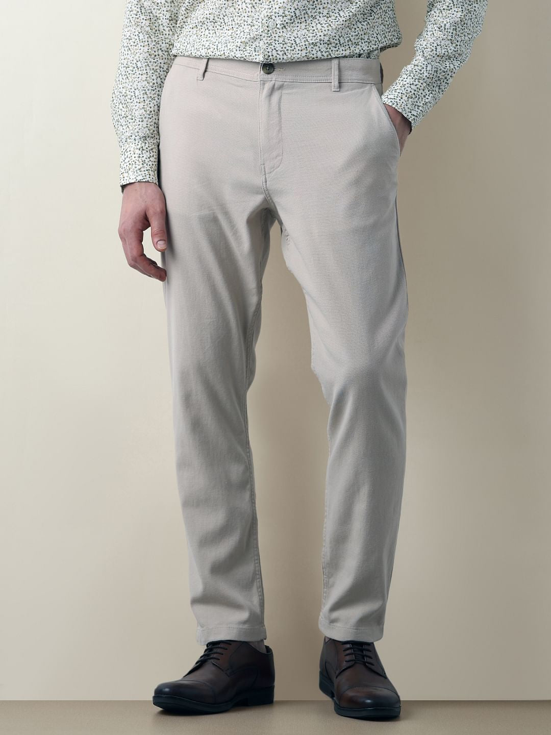 Beige Mid Rise Slim Fit Chinos