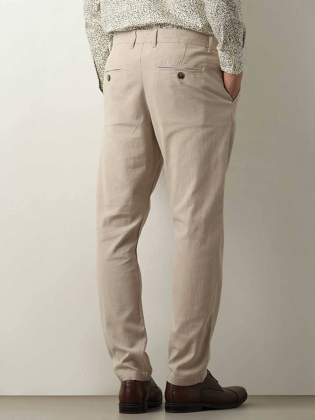 Beige Mid Rise Slim Fit Chinos