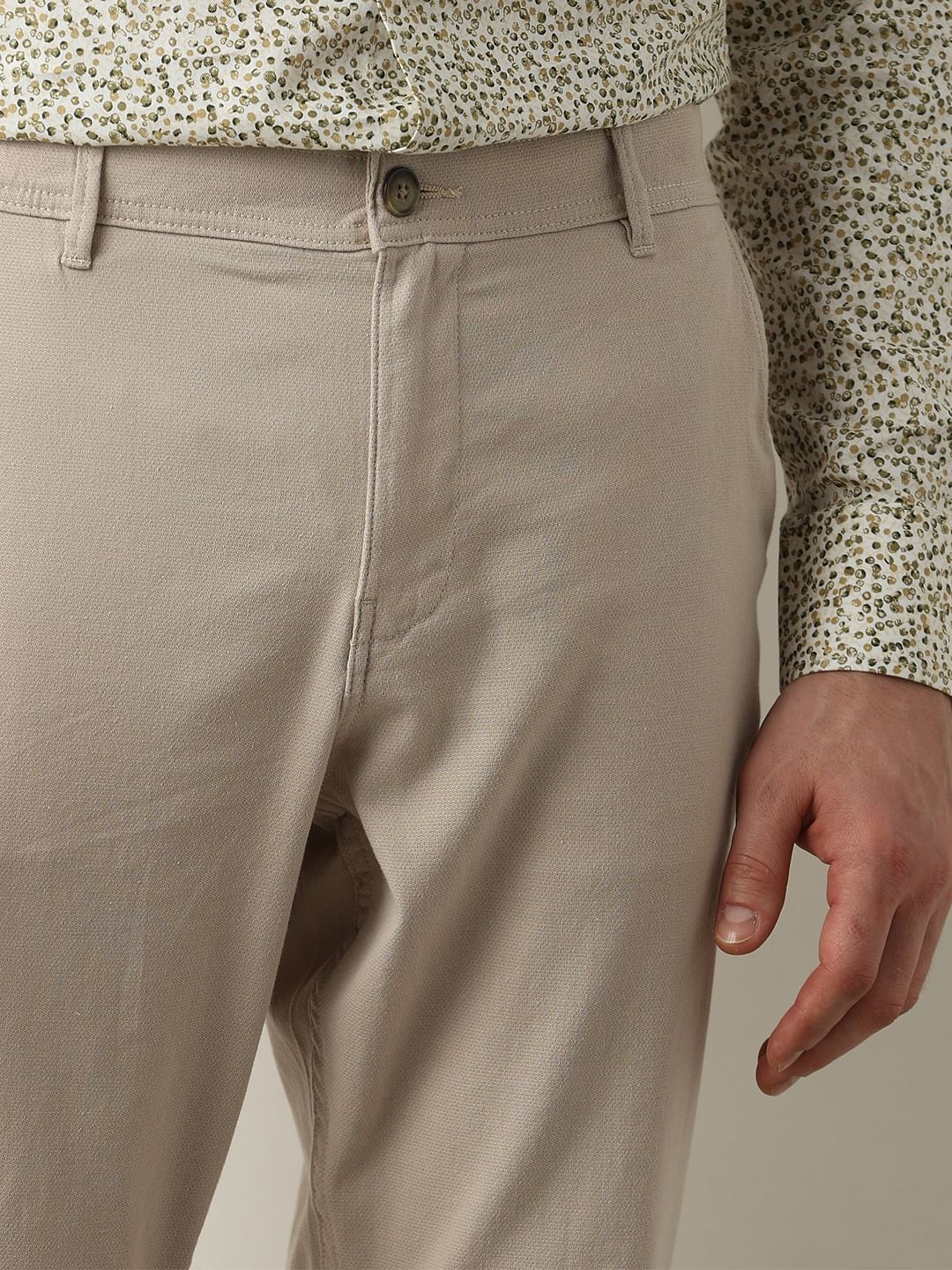 Beige Mid Rise Slim Fit Chinos