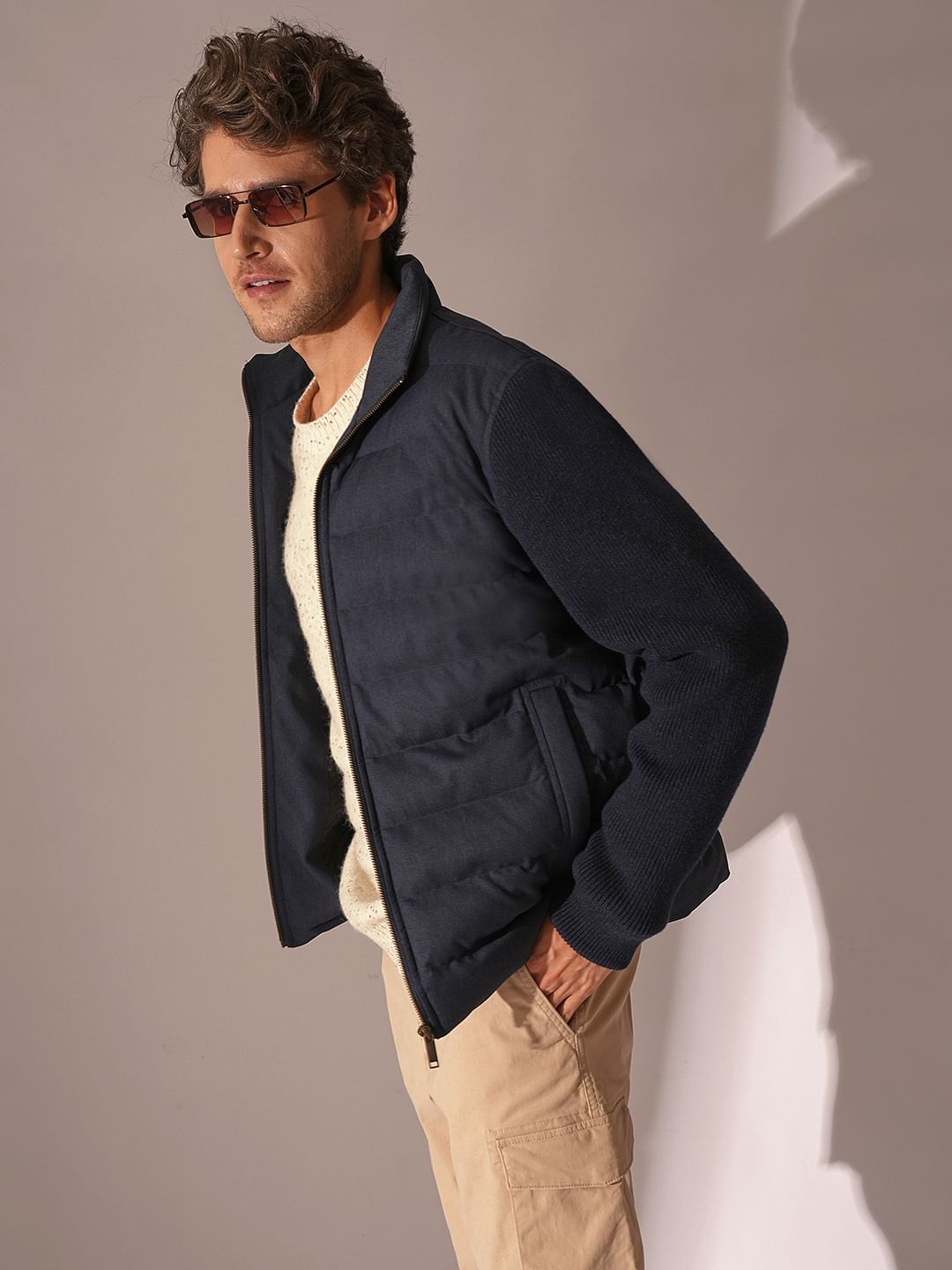 Dark Blue Hybrid Padded Jacket