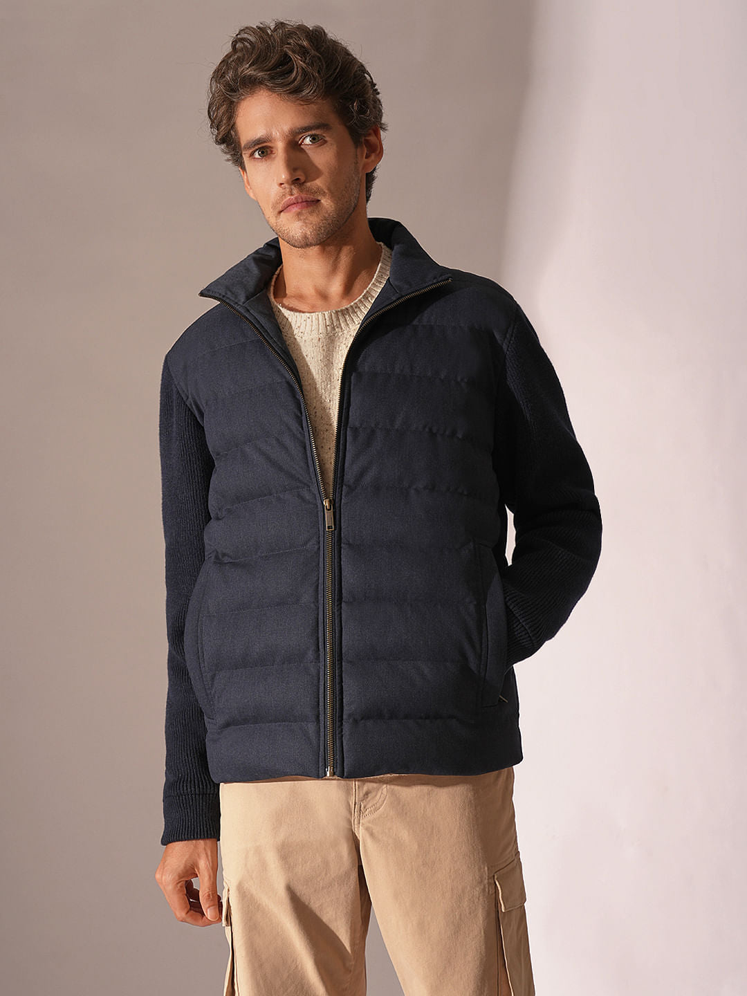 Dark Blue Hybrid Padded Jacket