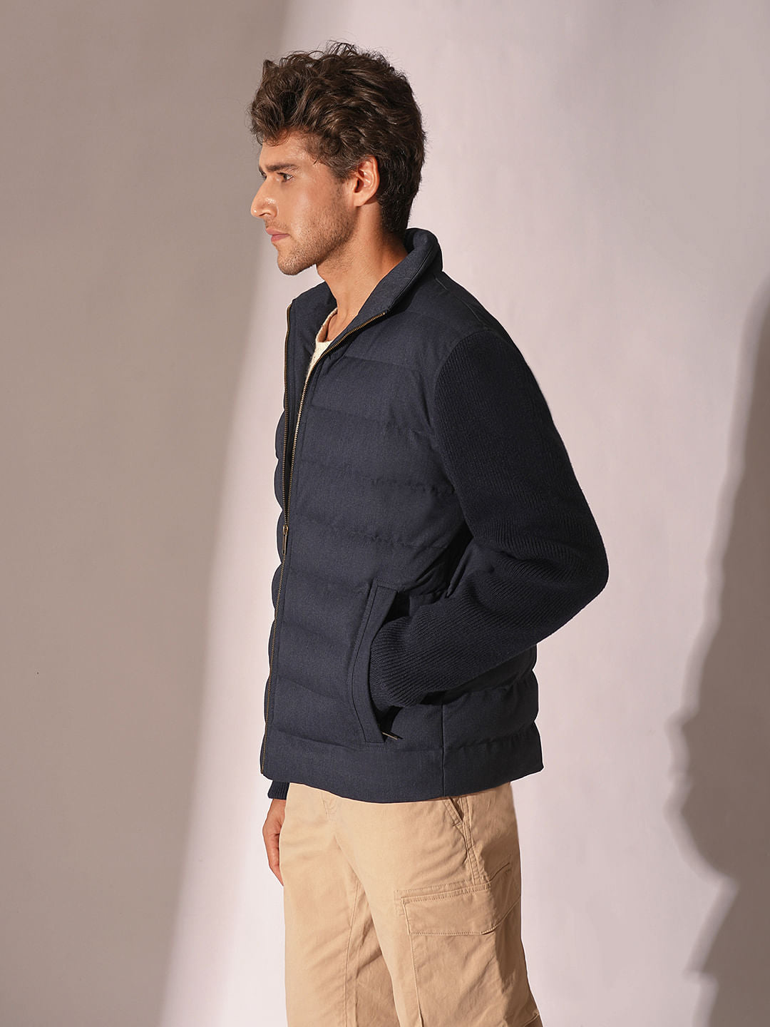 Dark Blue Hybrid Padded Jacket
