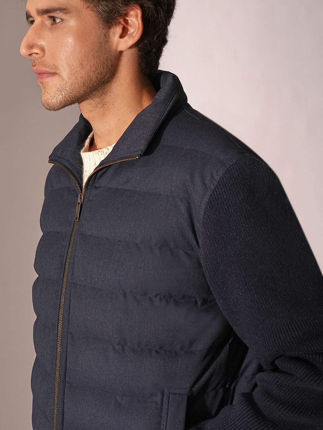 Dark Blue Hybrid Padded Jacket