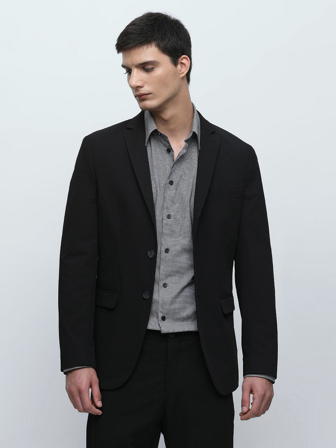 Blue Printed Formal Full Sleeves Shirt