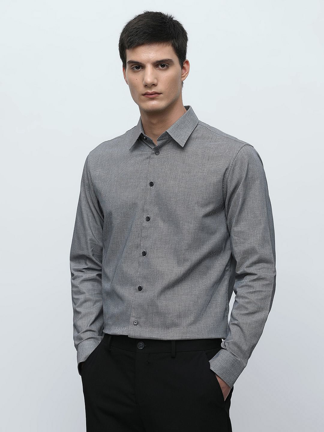 Blue Printed Formal Full Sleeves Shirt