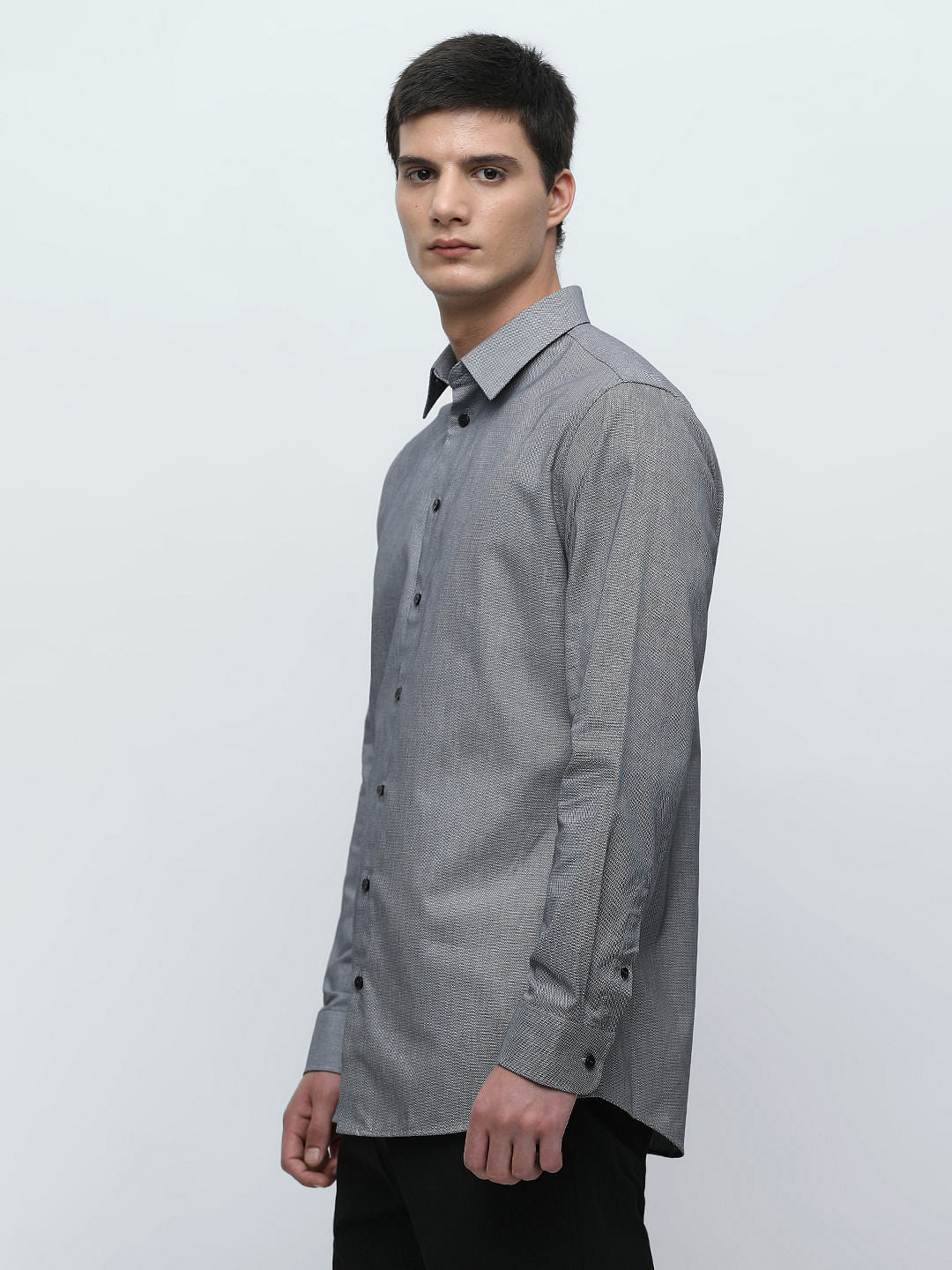 Blue Printed Formal Full Sleeves Shirt