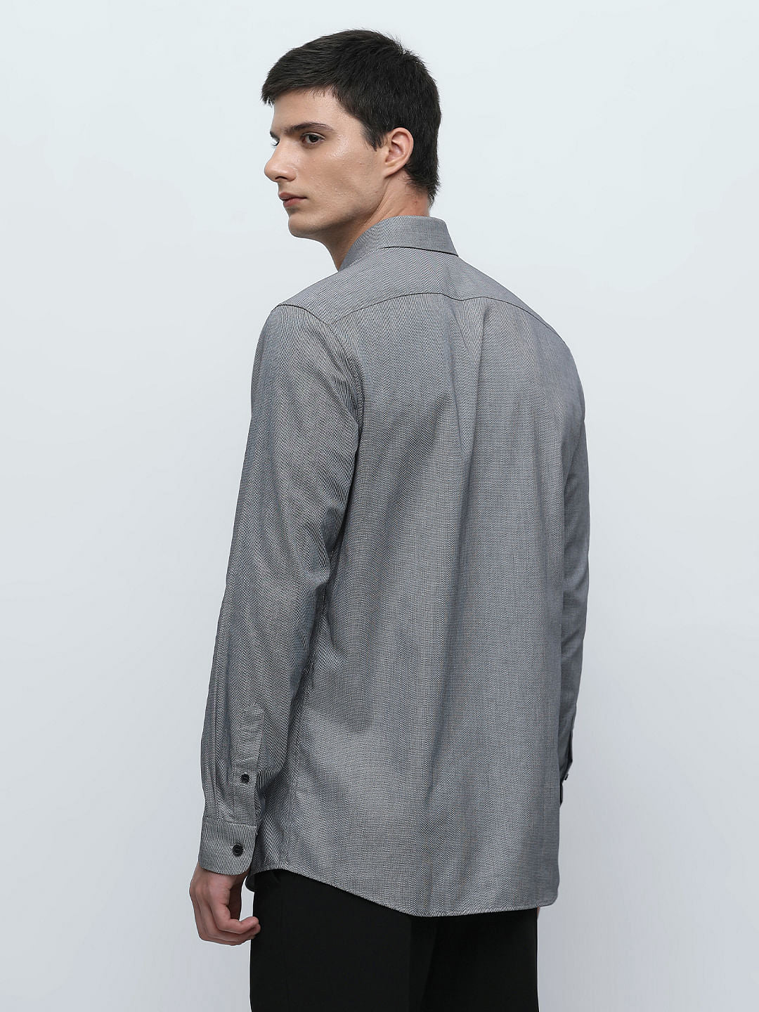 Blue Printed Formal Full Sleeves Shirt