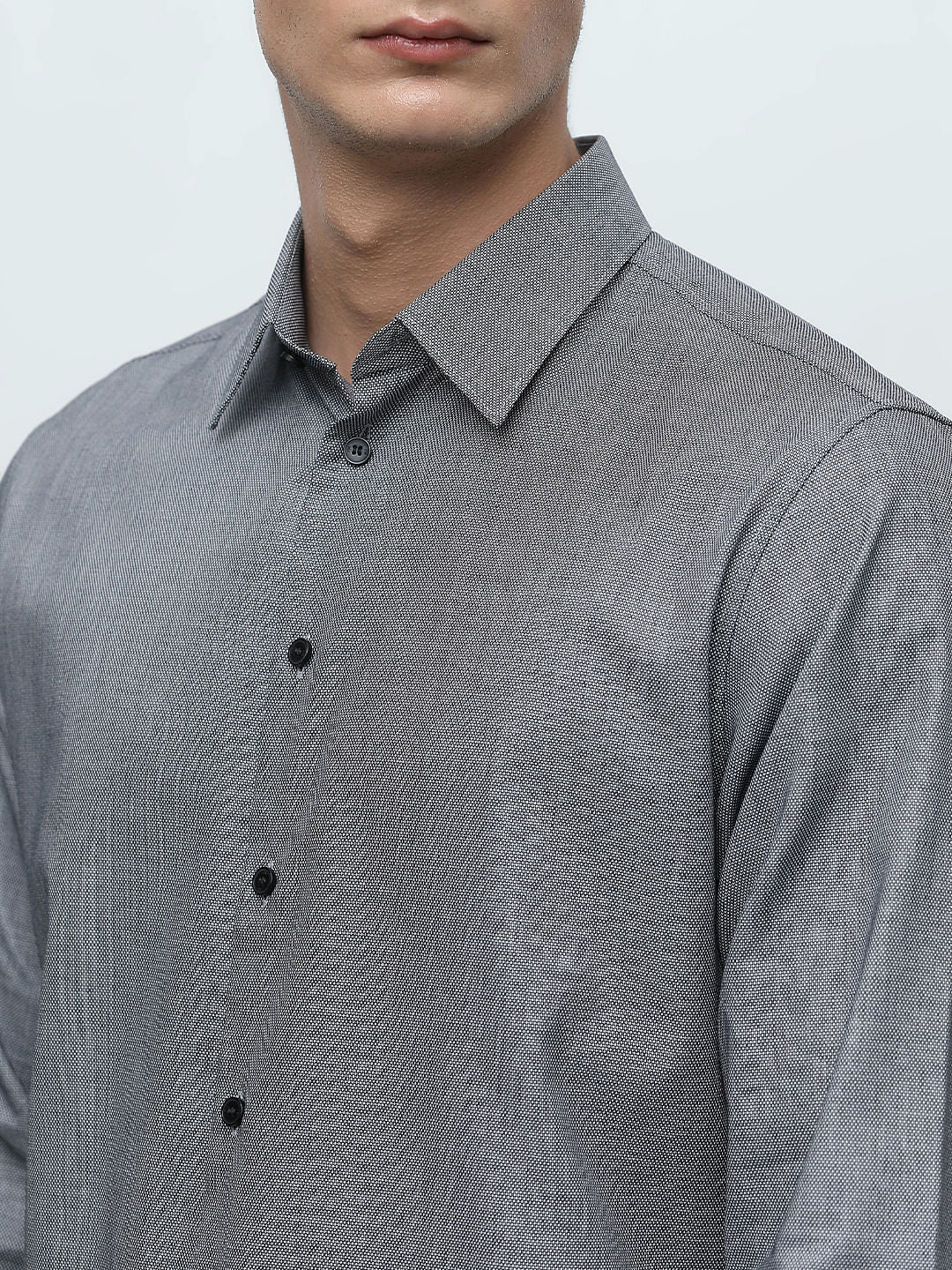 Blue Printed Formal Full Sleeves Shirt