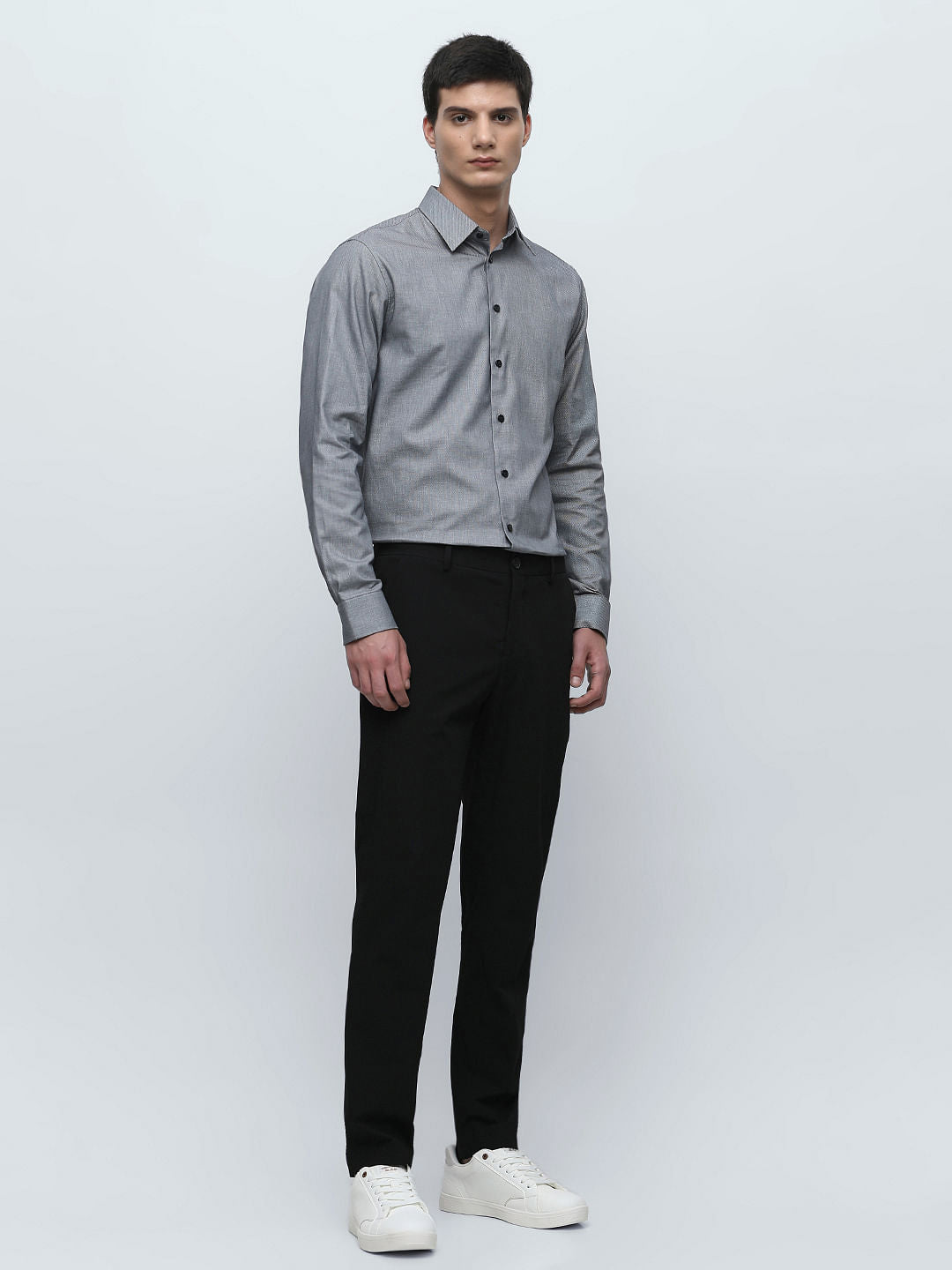 Blue Printed Formal Full Sleeves Shirt