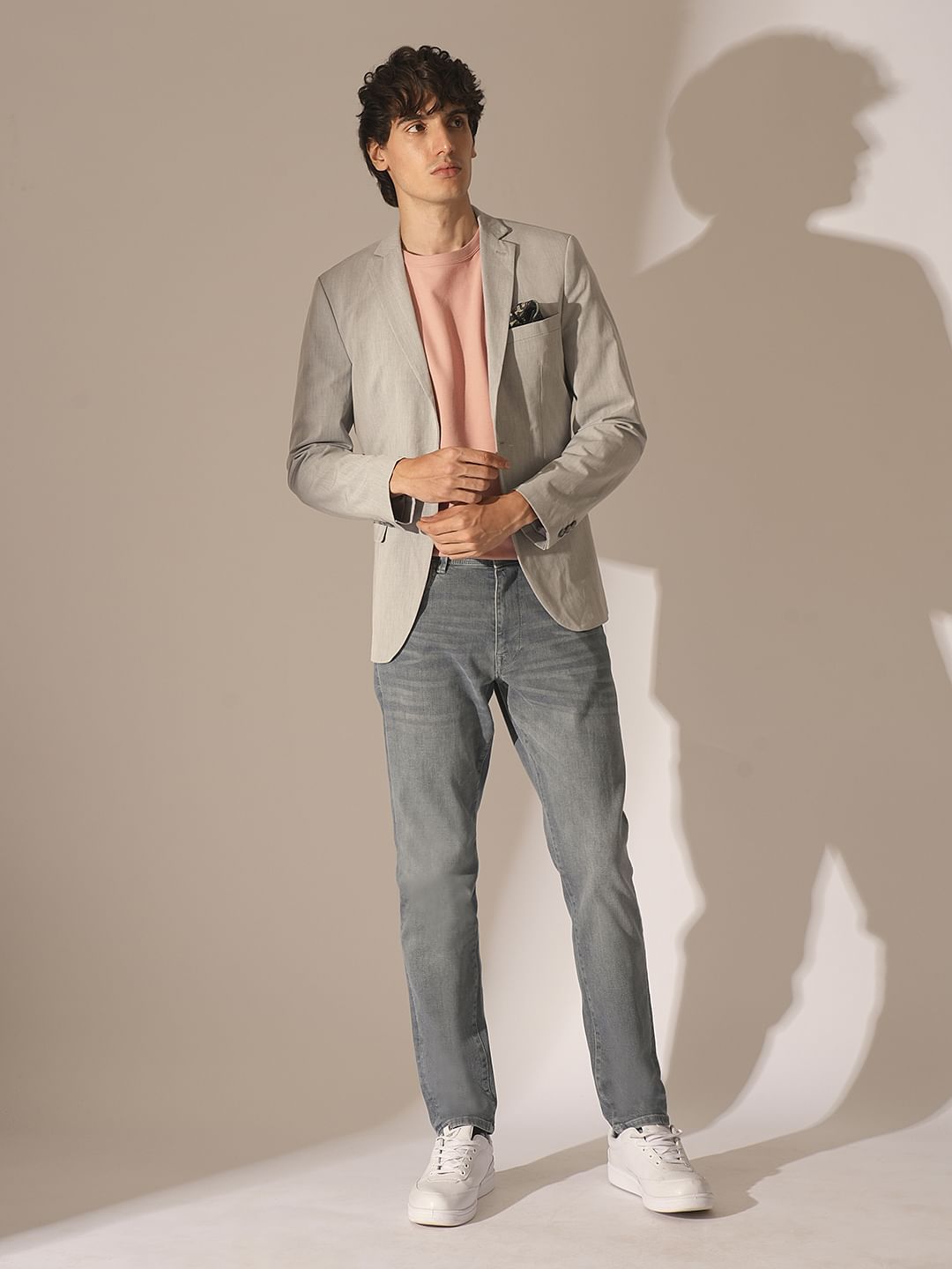 Ice Blue Mid Rise Leon Slim Fit Jeans