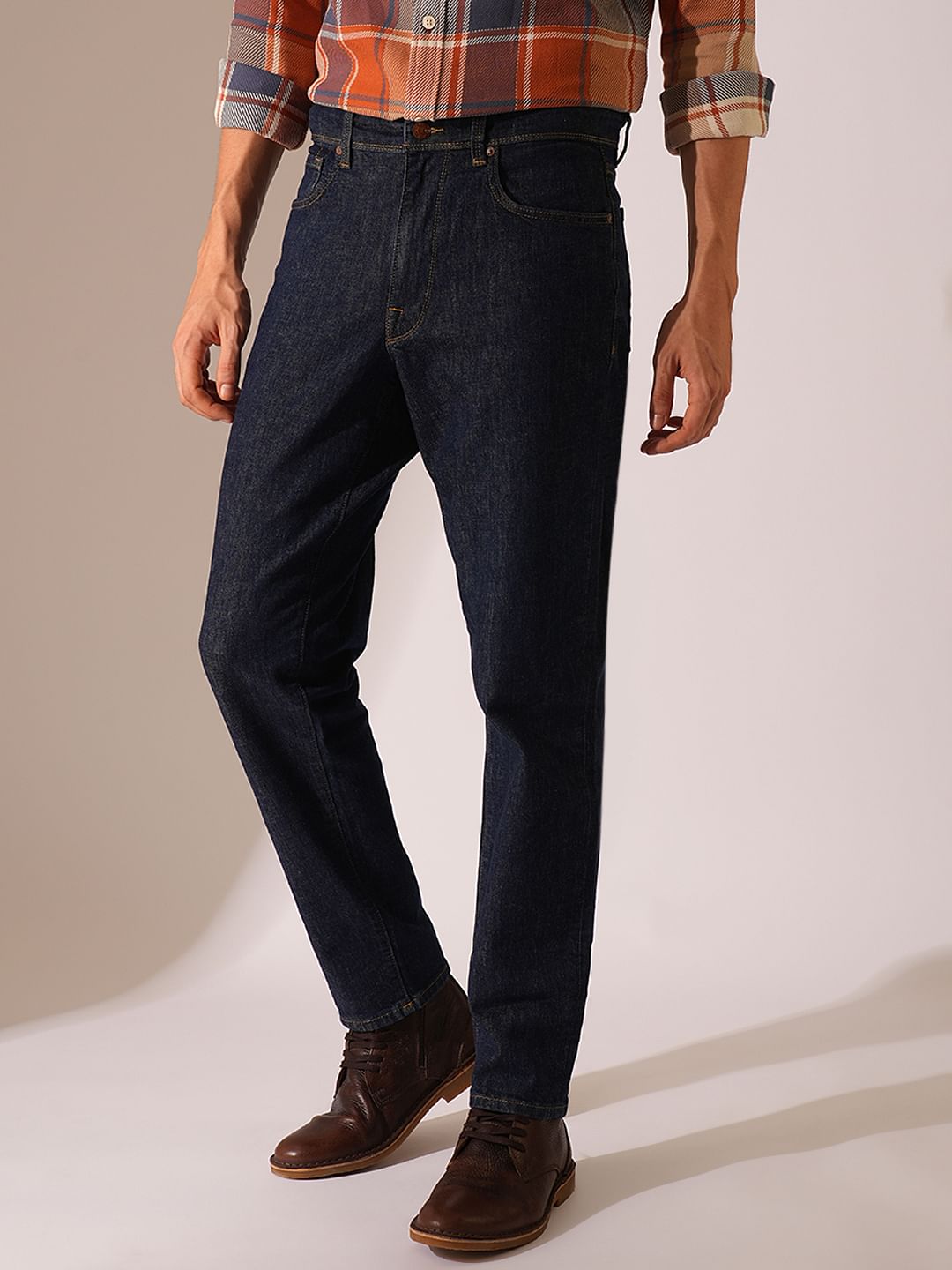Dark Blue Tapered Fit Jeans