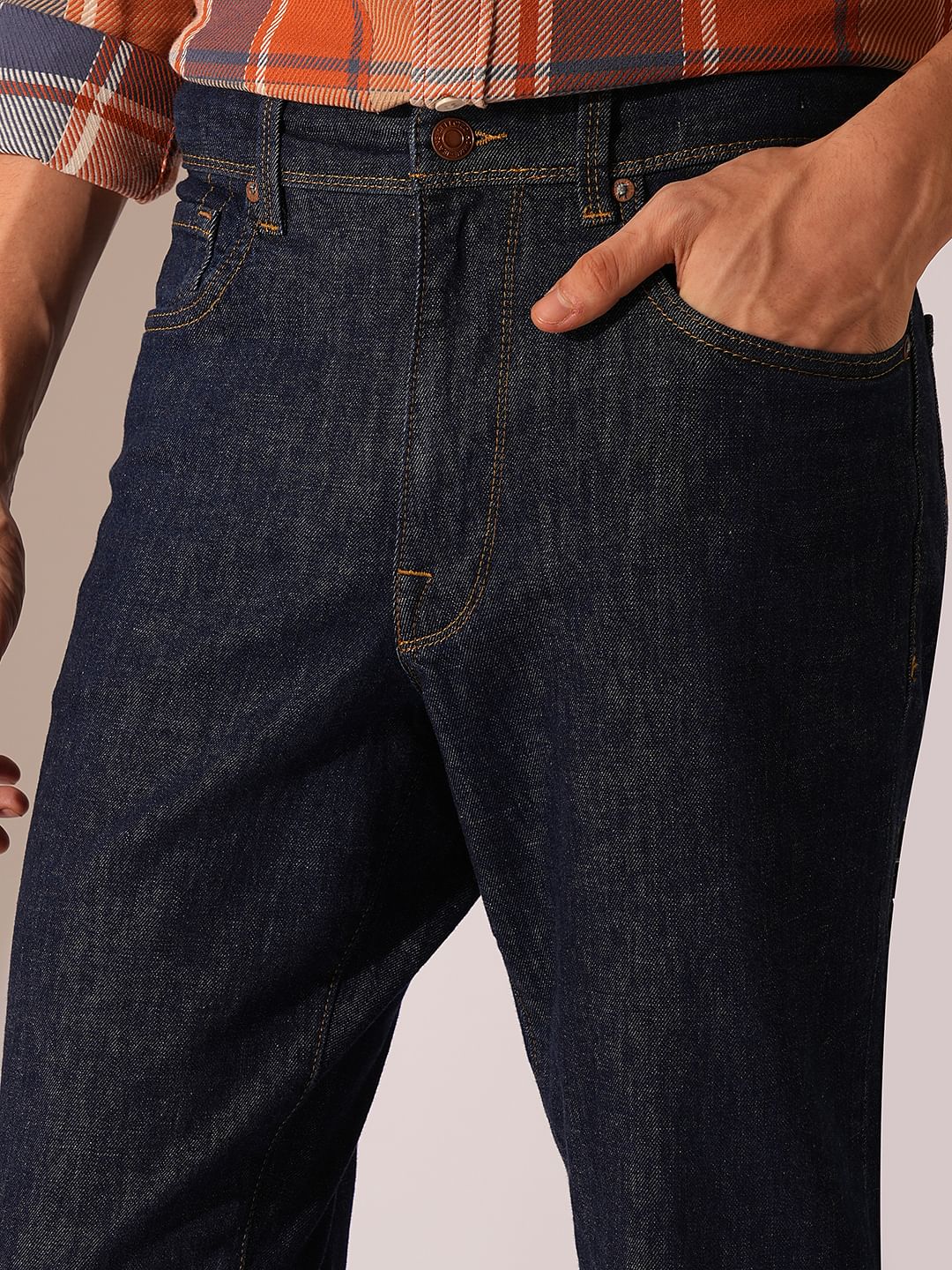 Dark Blue Tapered Fit Jeans