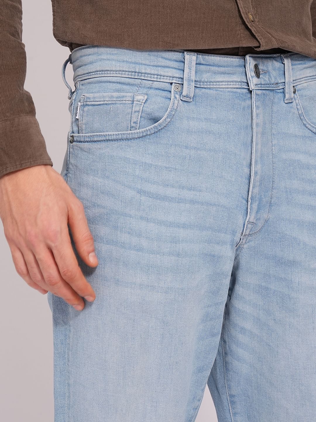 Light Blue Organic Cotton Tapered Jeans