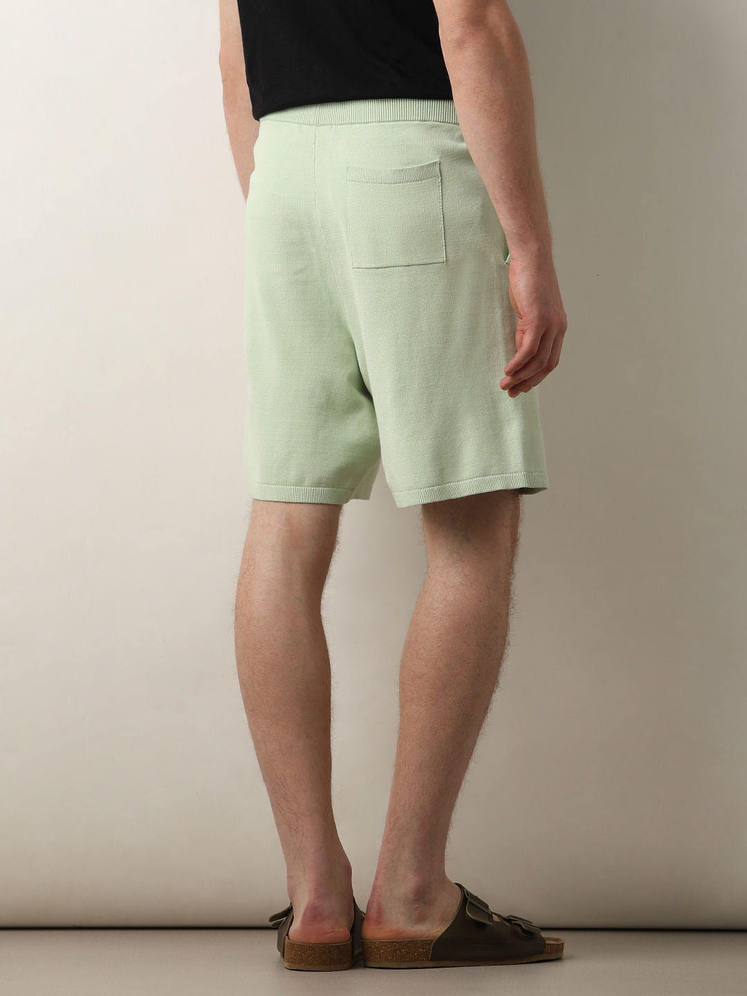 Light Green Mid Rise Knitted Shorts