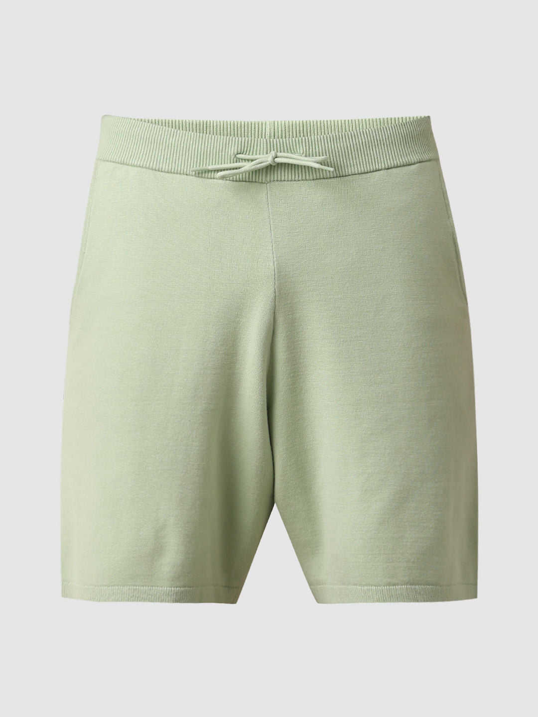 Light Green Mid Rise Knitted Shorts