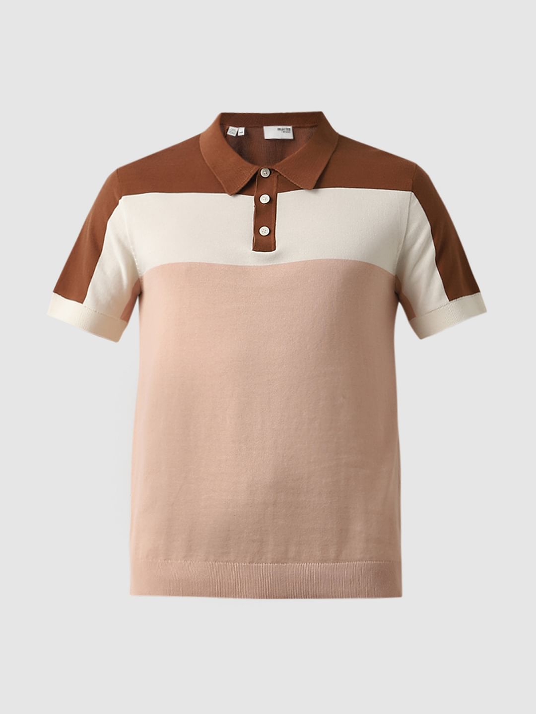 Pink Colourblocked Knitted Polo