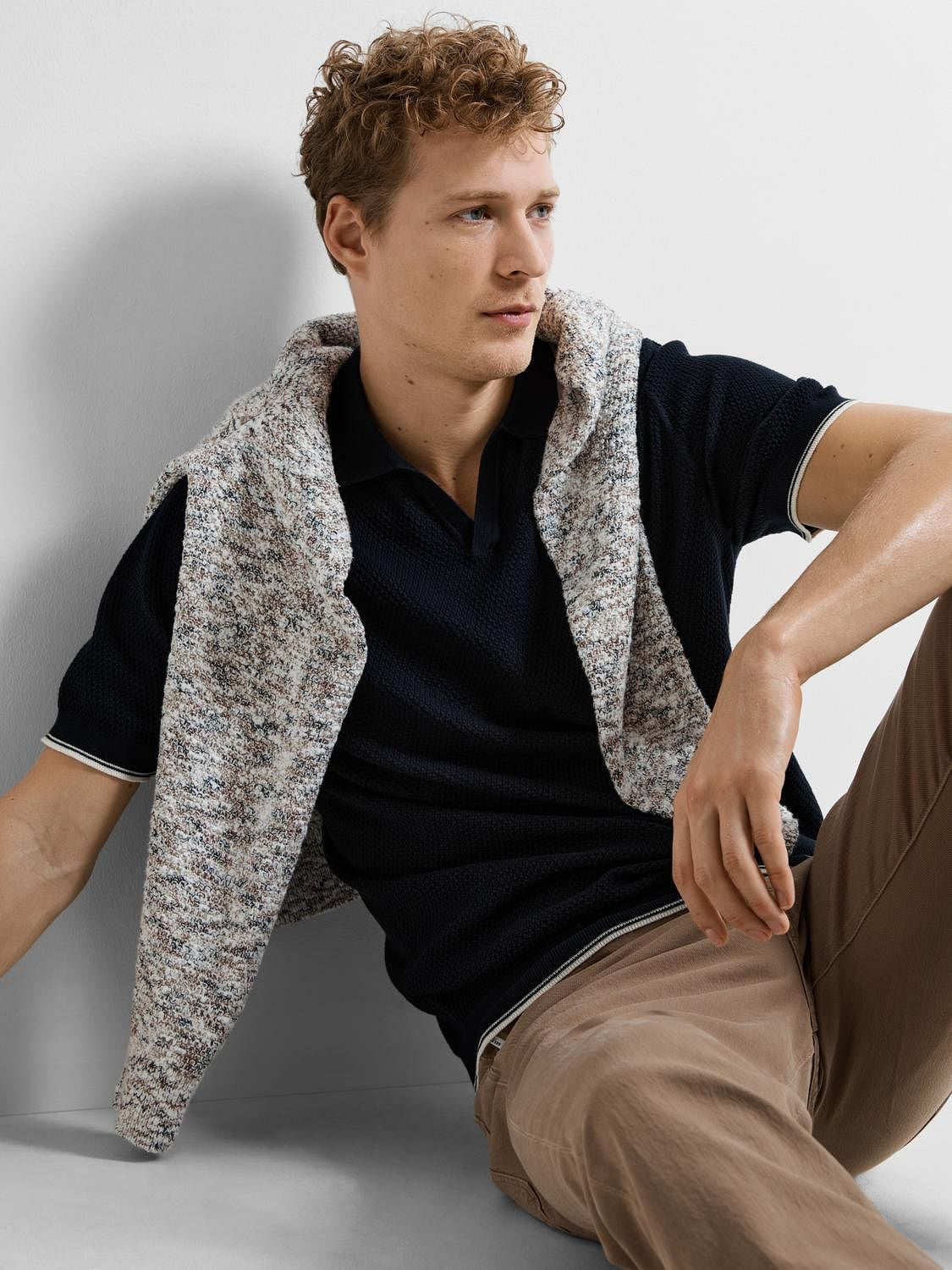 Dark Blue Knit Polo T-Shirt