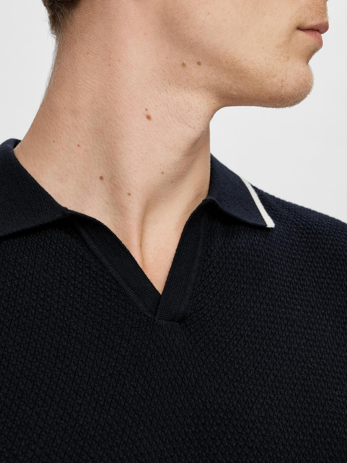 Dark Blue Knit Polo T-Shirt