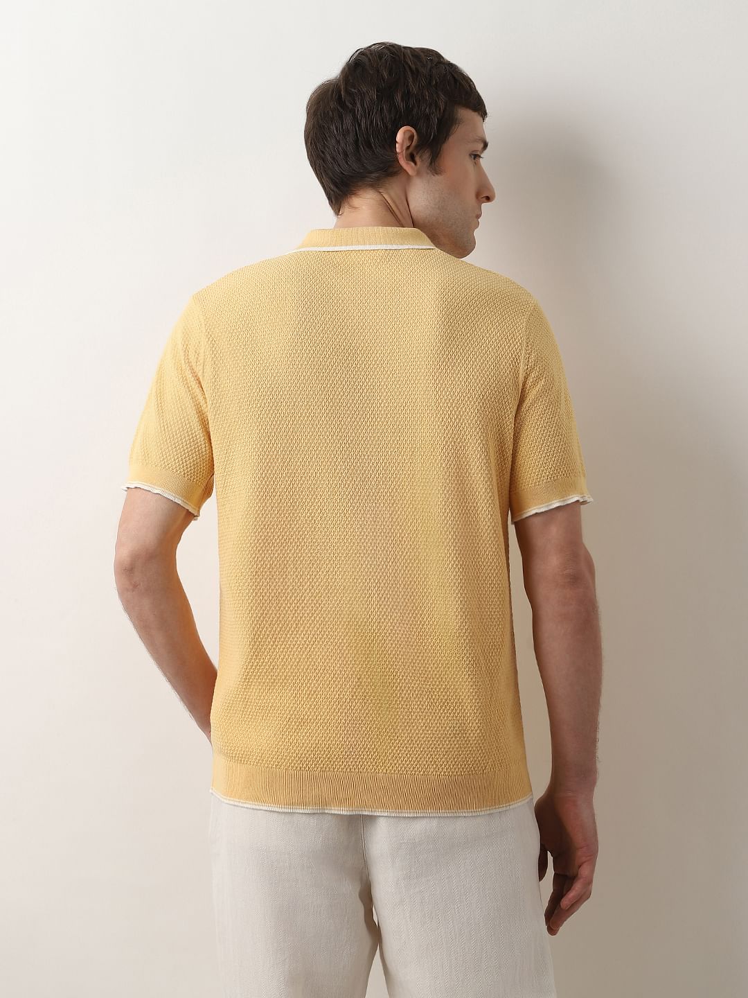 Sand Yellow Knitted Polo T-shirt