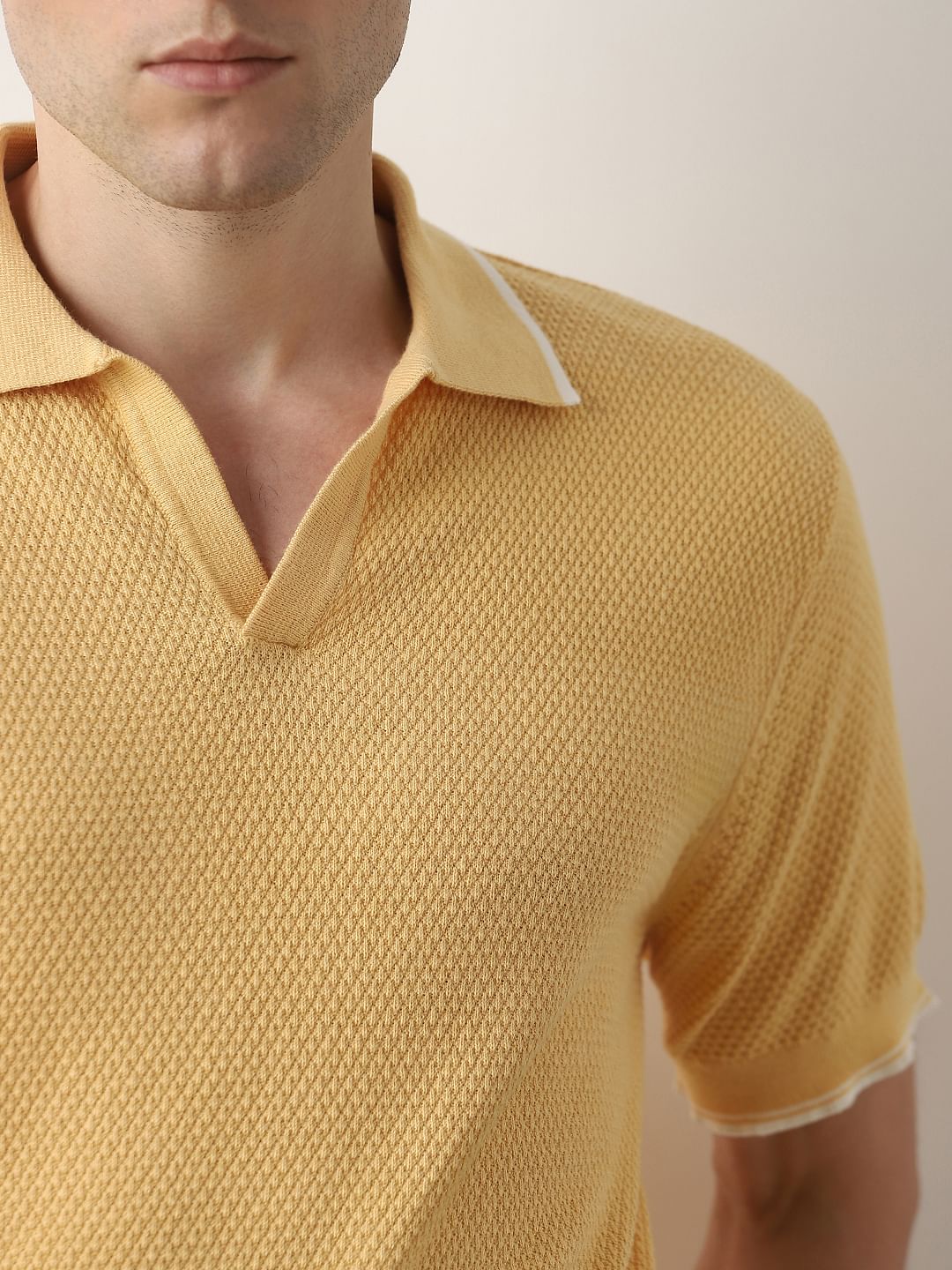 Sand Yellow Knitted Polo T-shirt