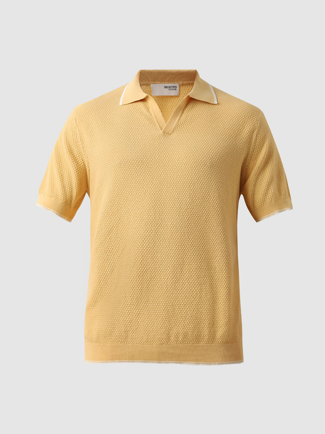 Sand Yellow Knitted Polo T-shirt