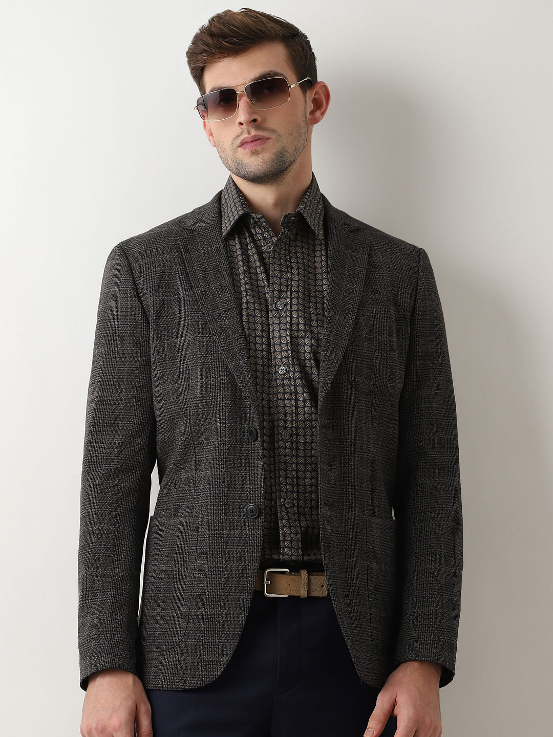 Dark Navy Printed Full Sleeves Shirt