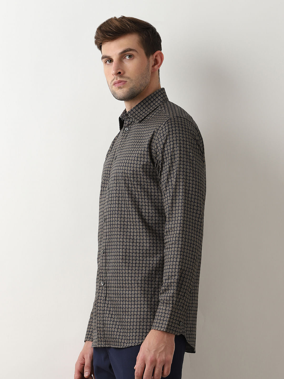 Dark Navy Printed Full Sleeves Shirt