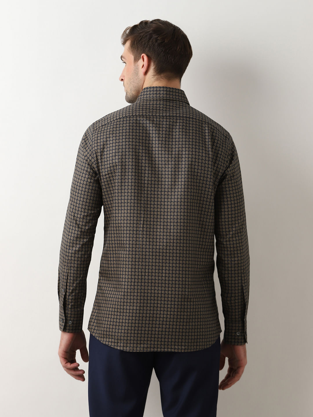 Dark Navy Printed Full Sleeves Shirt