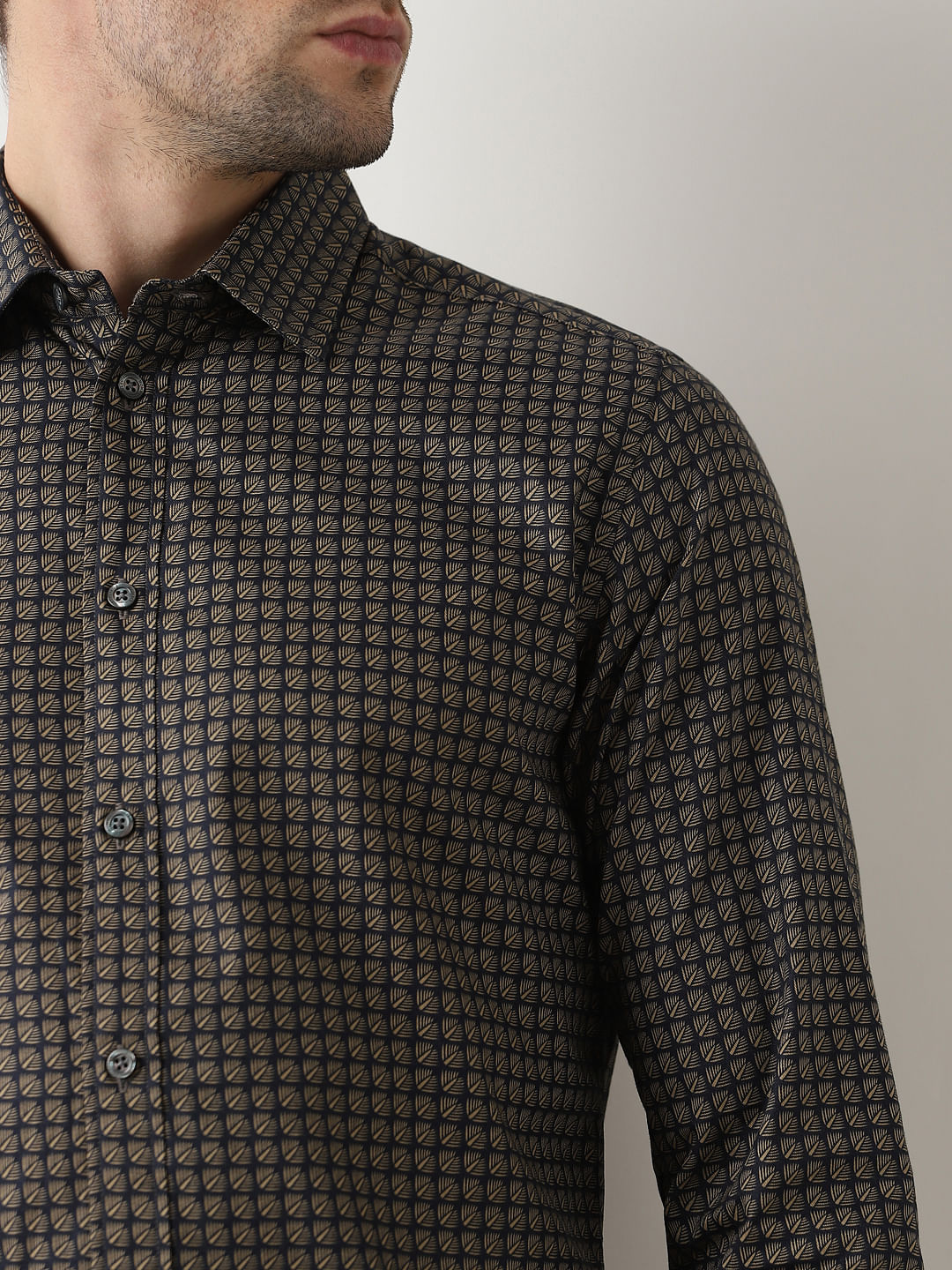 Dark Navy Printed Full Sleeves Shirt