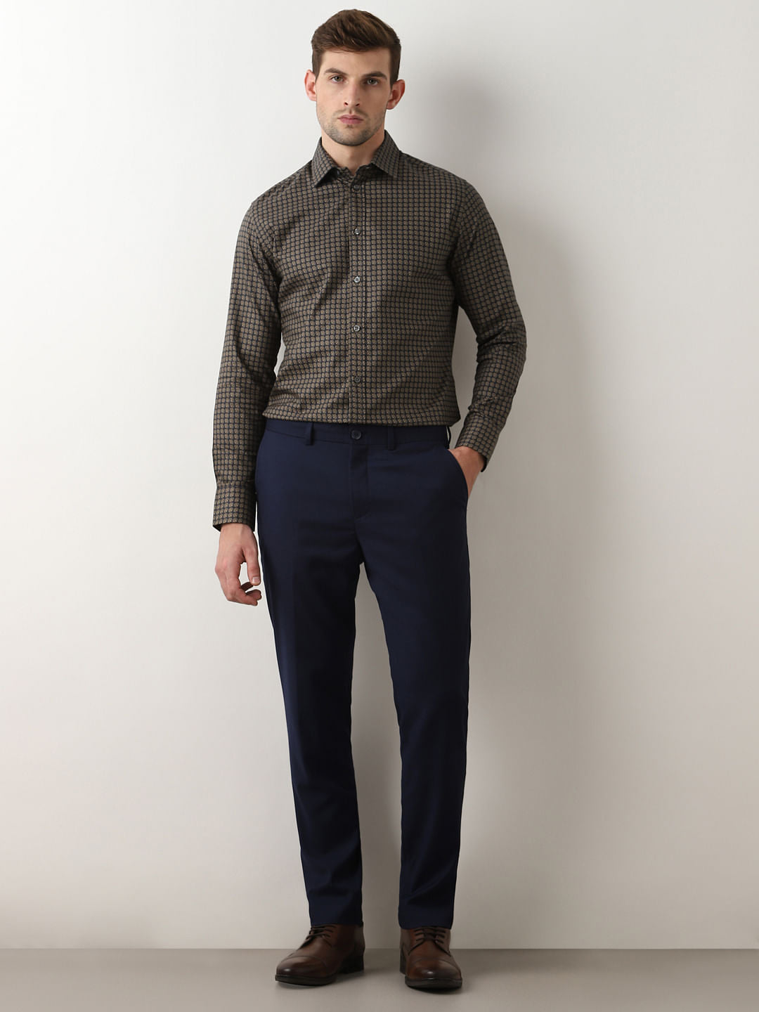 Dark Navy Printed Full Sleeves Shirt