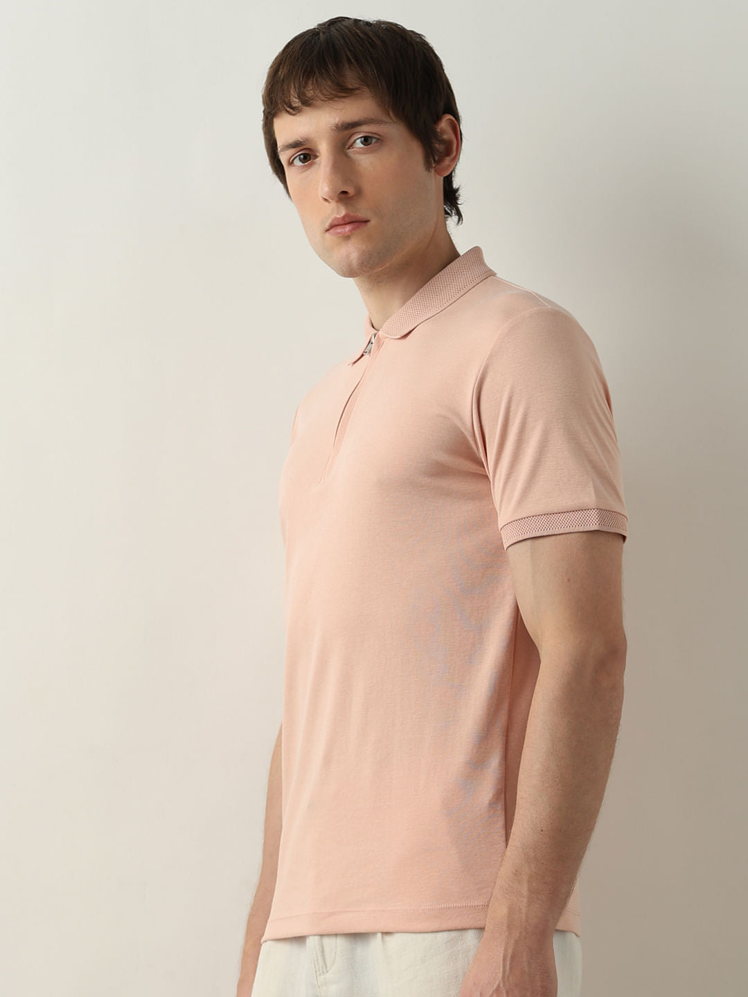 Pink Zip Detail Polo T-Shirt