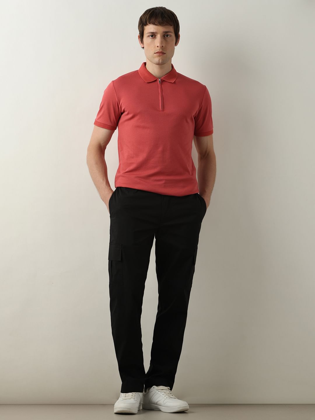 Pink Zip Detail Polo T-Shirt