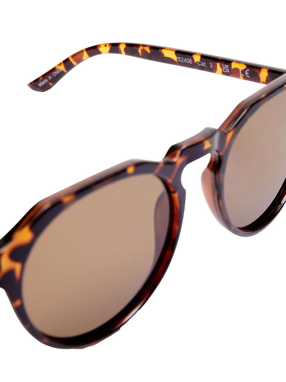 Brown Printed Round Sunglasses