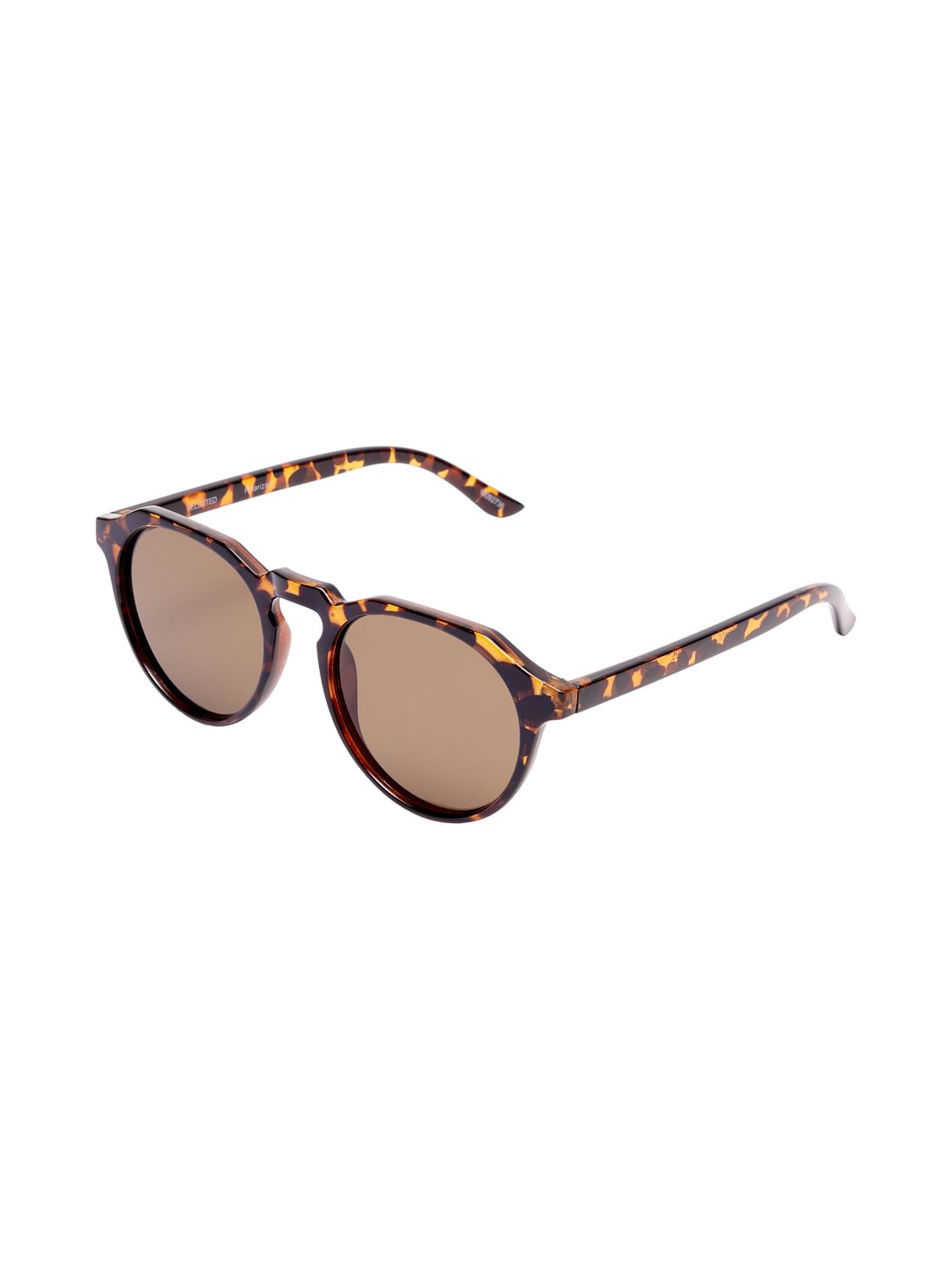 Brown Printed Round Sunglasses