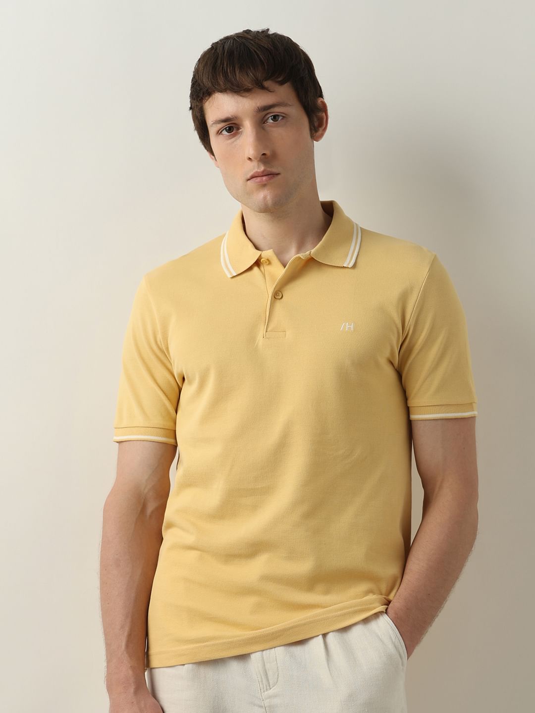 Yellow Contrast Tipping Polo T-shirt