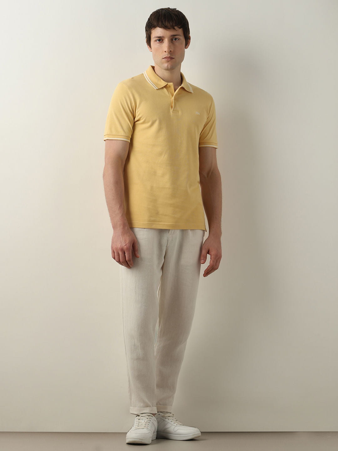 Yellow Contrast Tipping Polo T-shirt