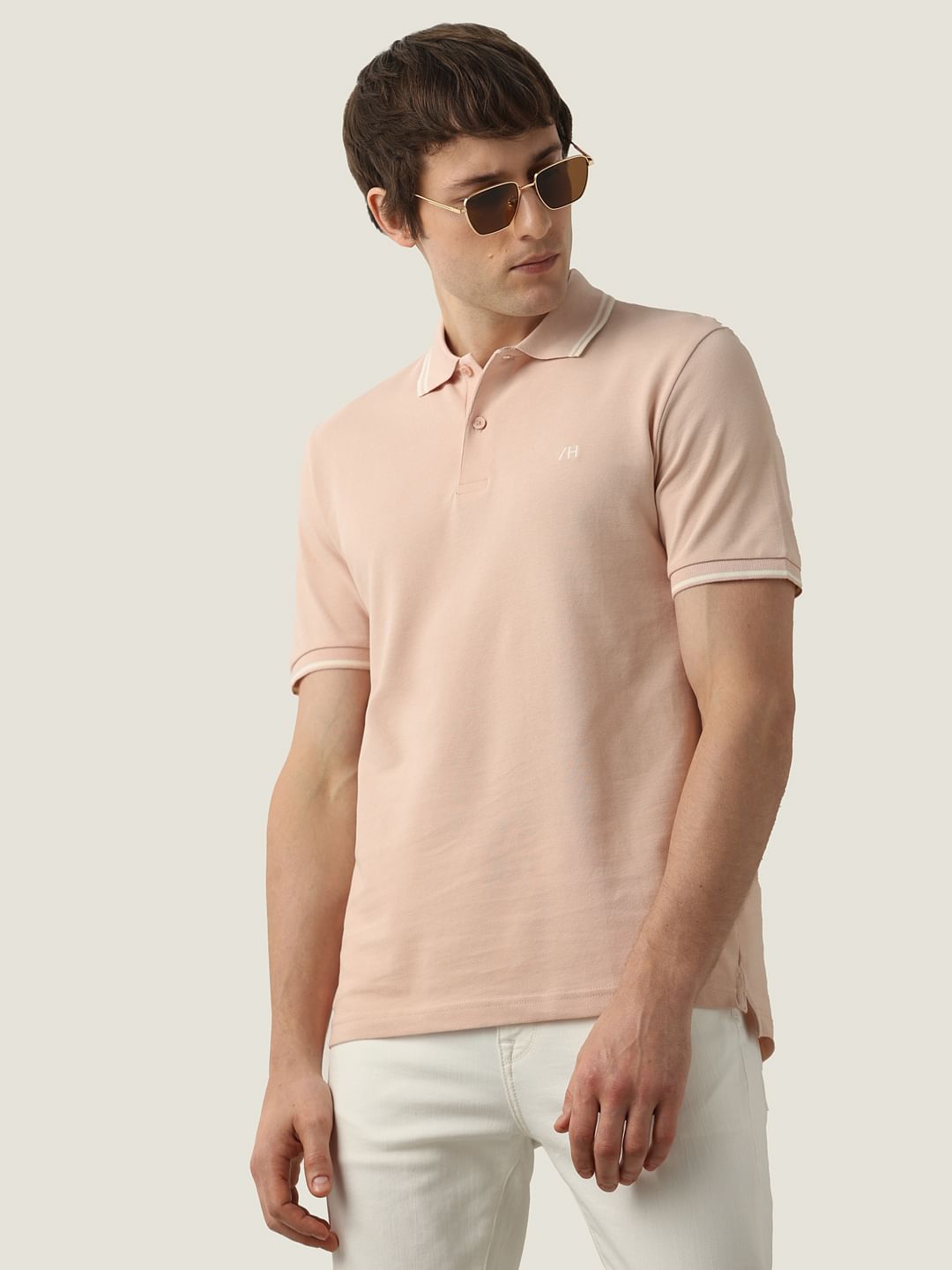 Pink Contrast Tipping Polo T-shirt